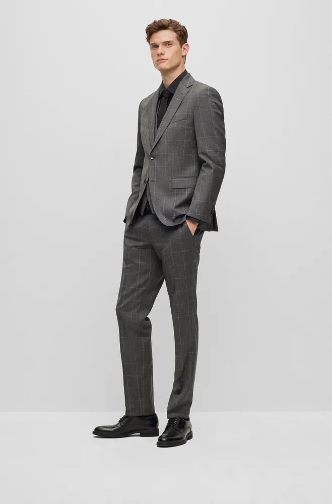 Three-piece regular-fit suit checked virgin wool