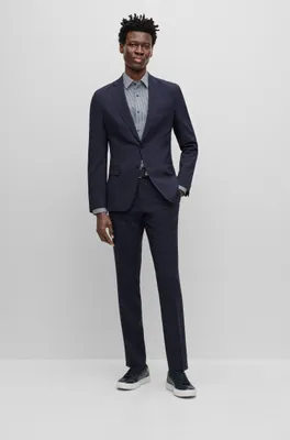 Slim-fit suit checked performance-stretch fabric
