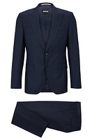 Slim-fit suit patterned stretch wool