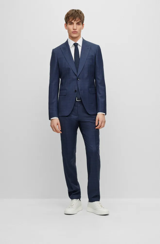 Slim-fit suit patterned stretch wool