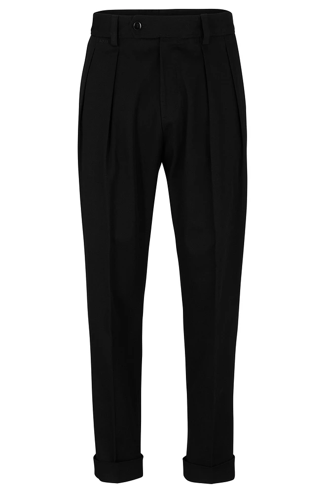 Relaxed-fit trousers stretch cotton with pleat front