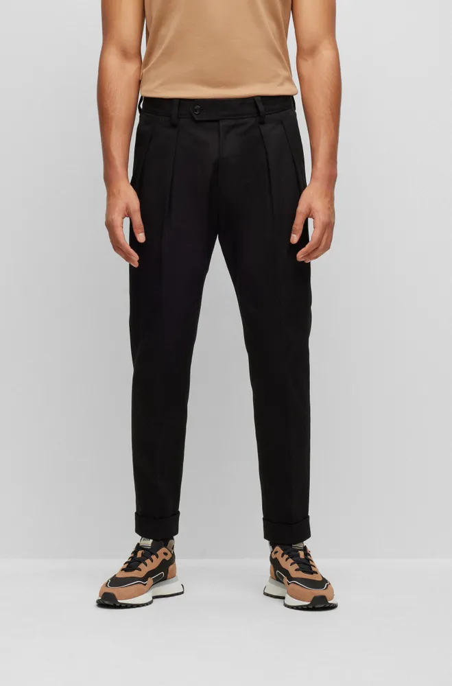 Relaxed-fit trousers stretch cotton with pleat front