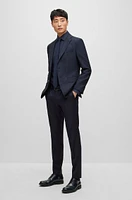 Slim-fit jacket herringbone cotton and virgin wool