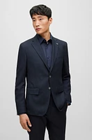 Slim-fit jacket herringbone cotton and virgin wool