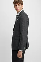 Slim-fit jacket micro-patterned wool and cotton