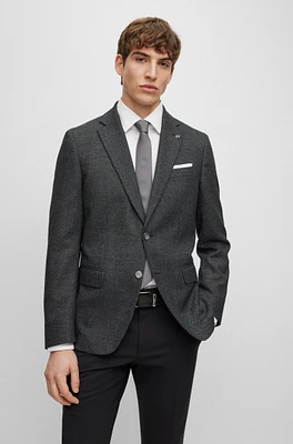 Slim-fit jacket micro-patterned wool and cotton