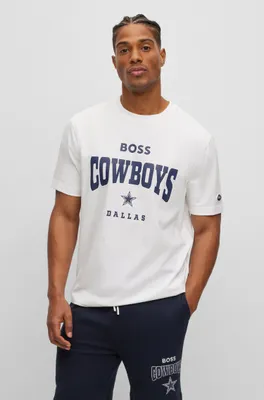 BOSS x NFL stretch-cotton T-shirt with collaborative branding