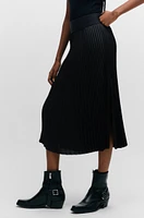 Plissé pleated midi skirt with stacked-logo waistband