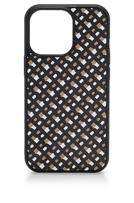 Leather-covered iPhone 13 case with all-over monograms