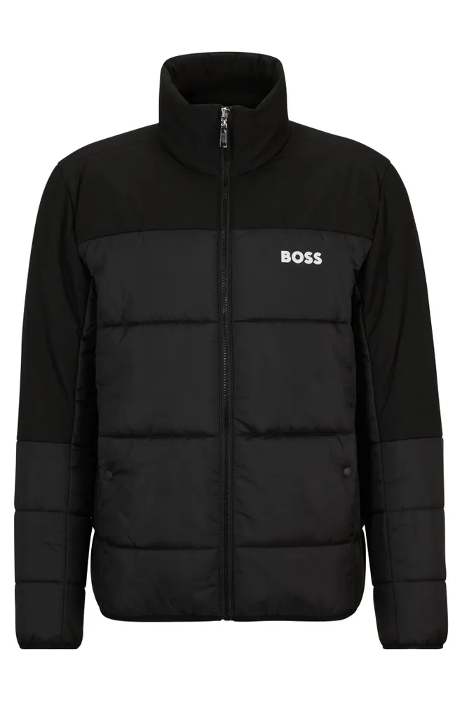 Regular-fit water-repellent padded jacket mixed materials