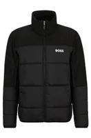 Regular-fit water-repellent padded jacket mixed materials