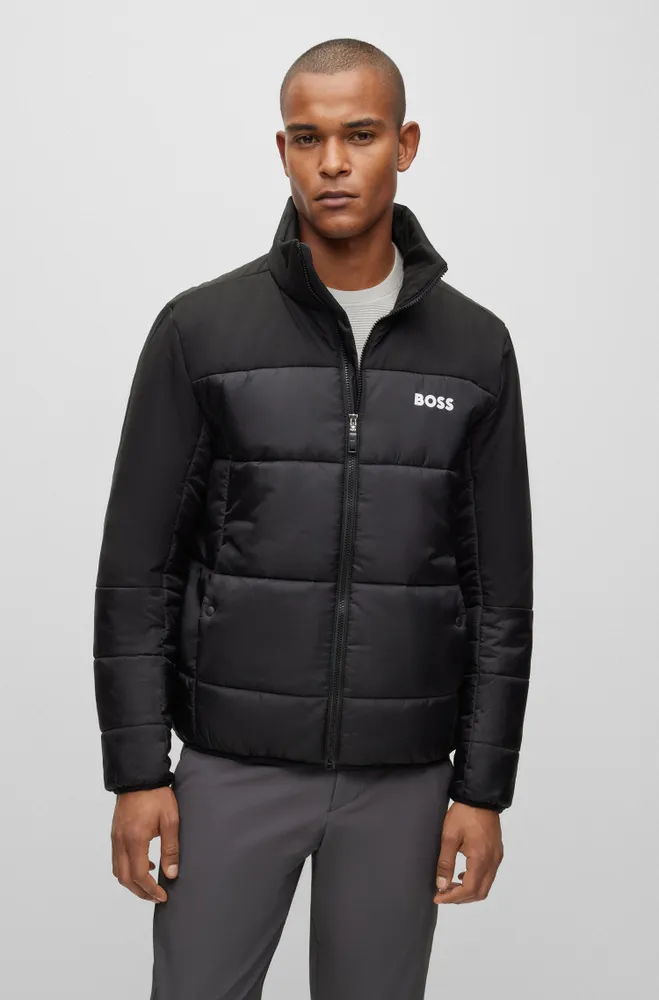 Regular-fit water-repellent padded jacket mixed materials