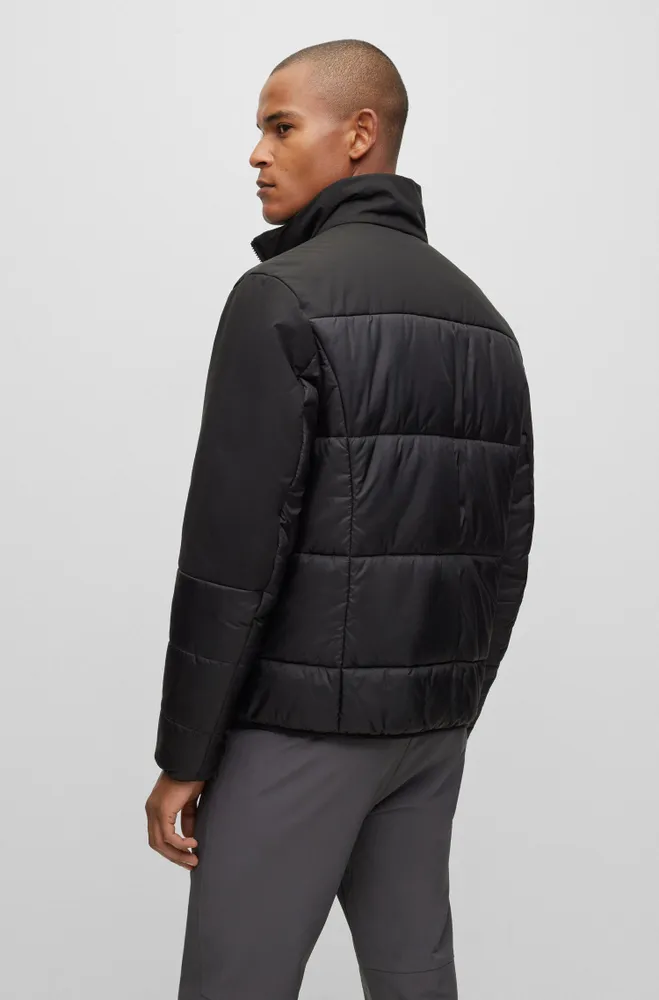 Regular-fit water-repellent padded jacket mixed materials