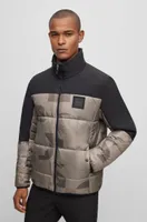 Regular-fit water-repellent padded jacket mixed materials