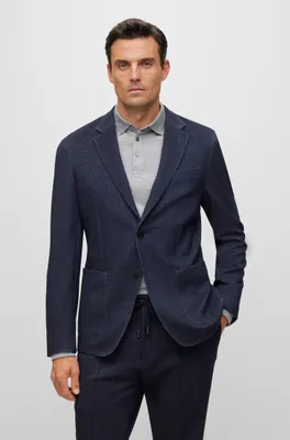 Slim-fit jacket micro-patterned fabric with silk