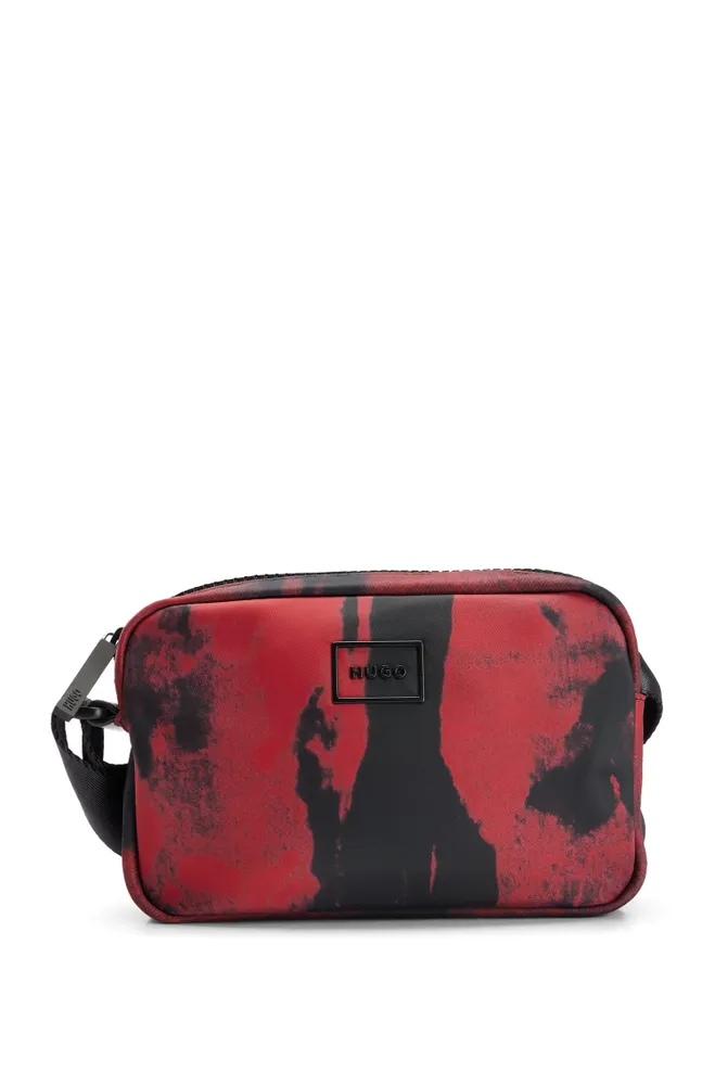 BOSS - Reporter bag in Italian fabric with monogram print