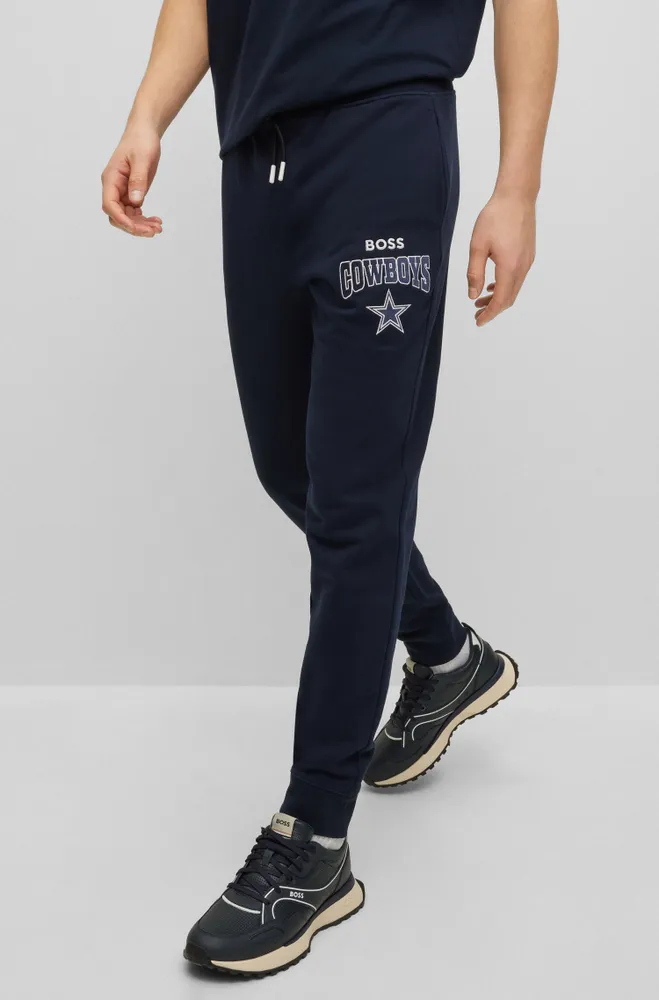 BOSS - BOSS x NFL oversize-fit tracksuit bottoms in denim-look cotton