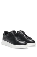 Leather trainers with rubber outsole