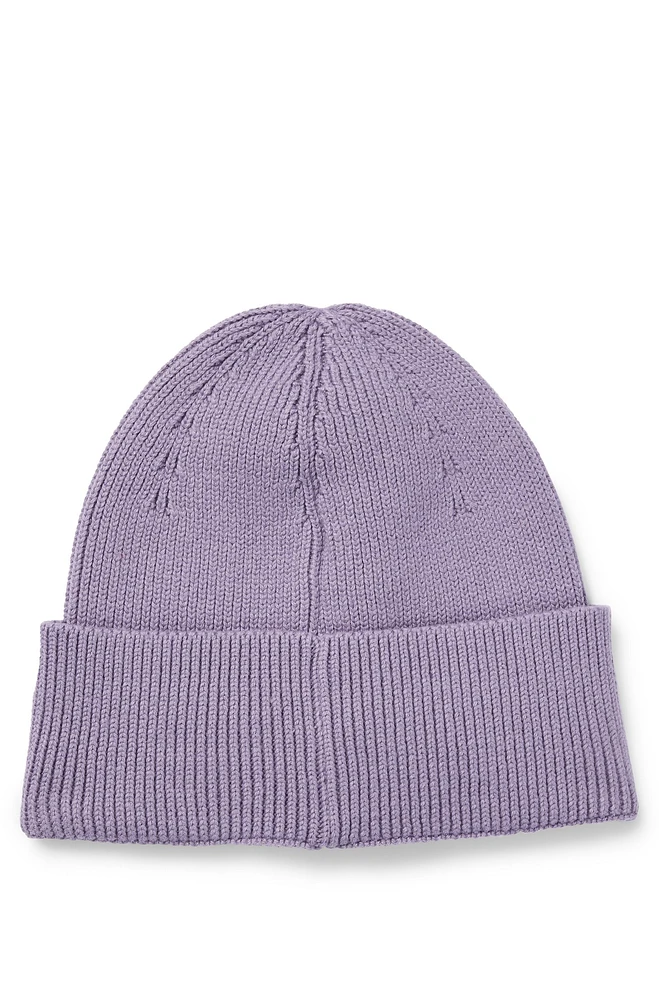 Logo-embroidered beanie hat in cotton and wool