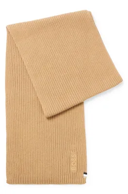 Ribbed scarf in a cotton blend with logo details