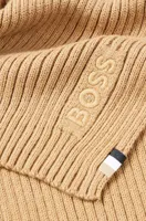 BOSS - Ribbed scarf in a cotton blend with logo details