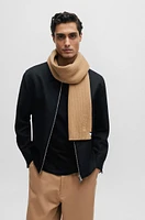 BOSS - Ribbed scarf in a cotton blend with logo details