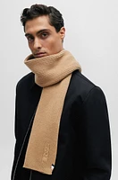 BOSS - Ribbed scarf in a cotton blend with logo details