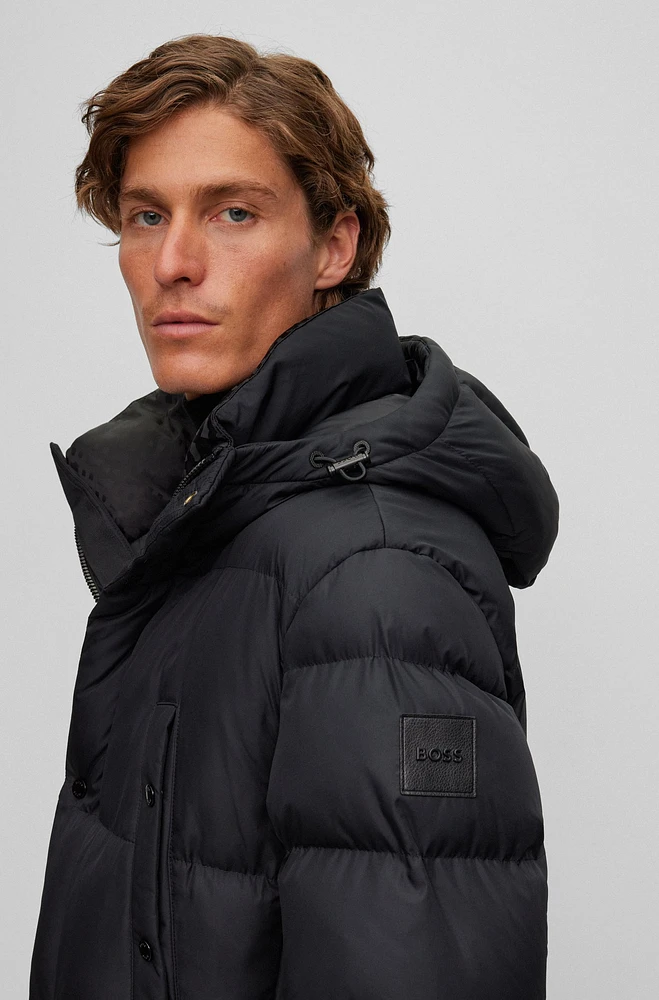 Water-repellent padded jacket with hood