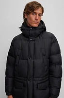 Water-repellent padded jacket with hood