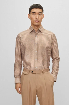 Regular-fit shirt printed cotton twill