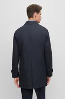 Abrigo regular fit de lana elástica con cremallera en el interior