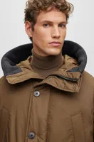 Water-repellent parka with down filling