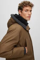 Water-repellent parka with down filling