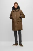 Water-repellent parka with down filling