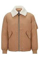 Water-repellent jacket with faux-fur collar