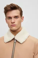 Water-repellent jacket with faux-fur collar