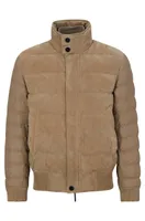 Mixed-material jacket with nubuck leather