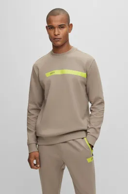 Cotton-blend sweatshirt with graphic logo stripe