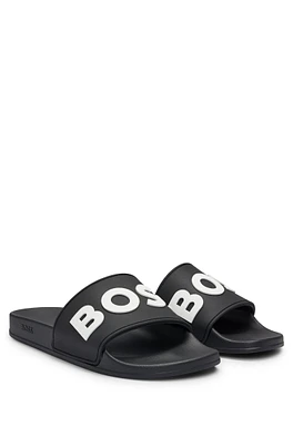 Italian-made slides with raised logo