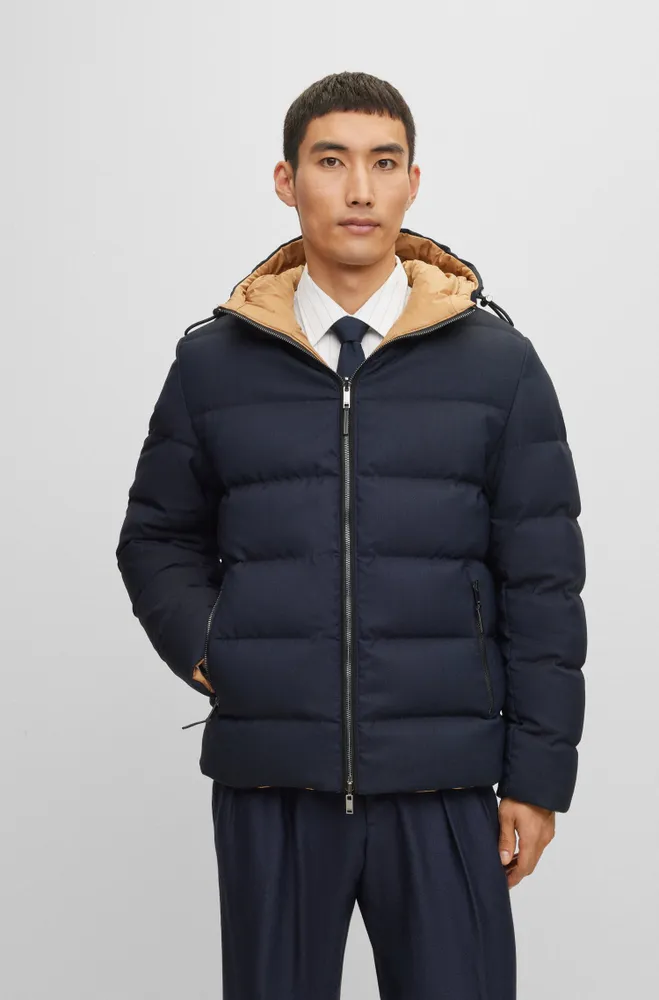 Reversible down jacket a wool blend