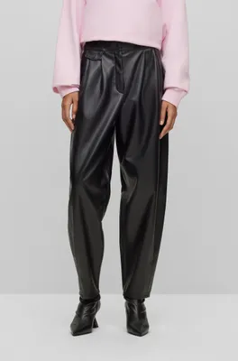 Baggy-fit trousers synthetic coated fabric