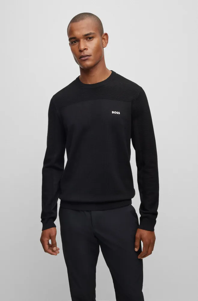 Branded crew-neck sweater dry-flex fabric