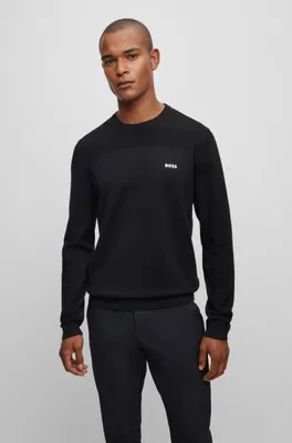 Branded crew-neck sweater dry-flex fabric