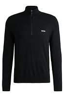 Branded zip-neck sweater dry-flex fabric