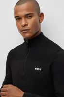 Branded zip-neck sweater dry-flex fabric