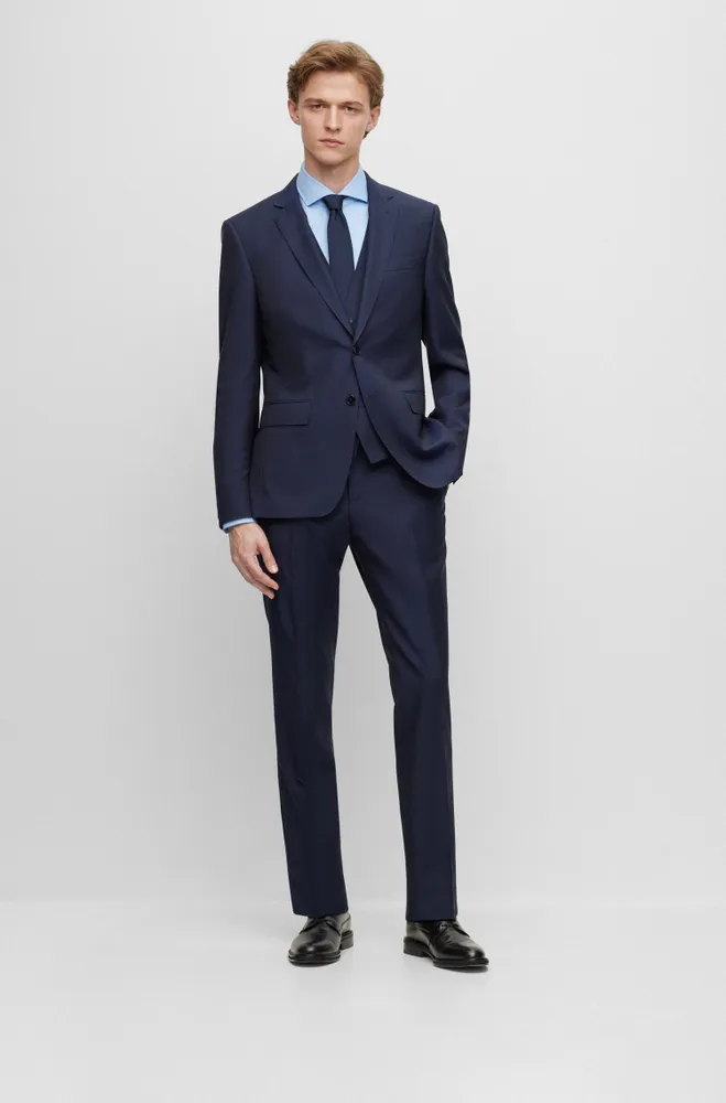 Three-piece slim-fit suit virgin wool