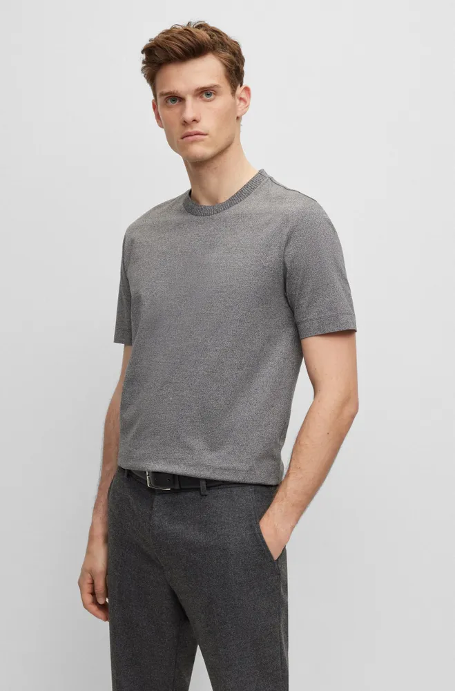 BOSS - Slim-fit short-sleeved T-shirt in mercerized cotton