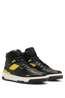 High-top basketball-inspired trainers leather