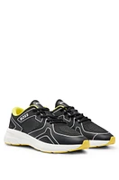 Mixed-material trainers with rubberized faux leather