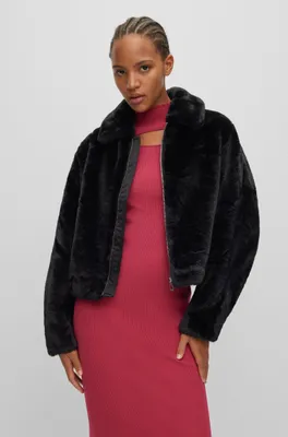 Relaxed-fit jacket faux fur